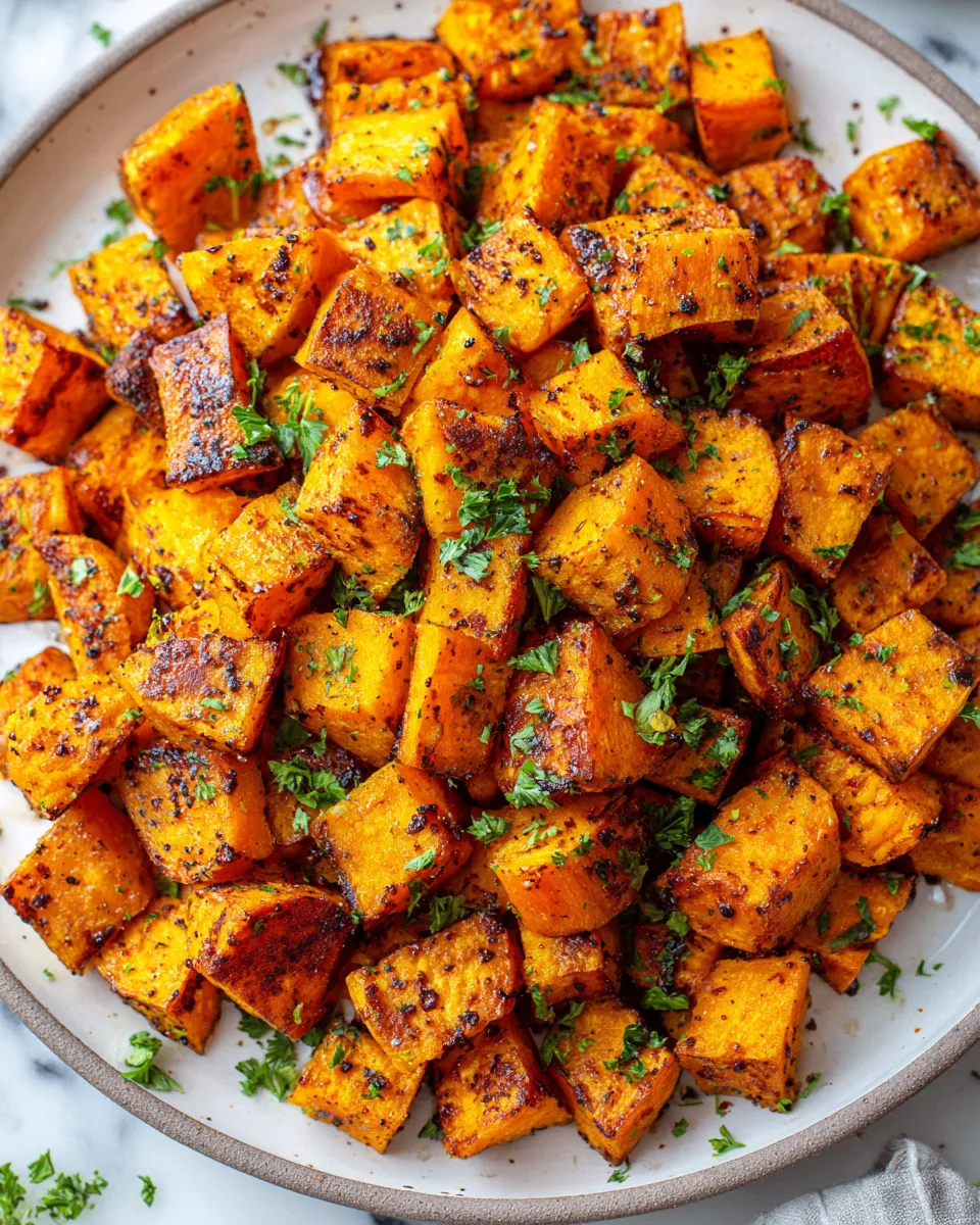 Crispy air fryer sweet potatoes served as a festive side dish, quick recipe, healthy holiday cooking.