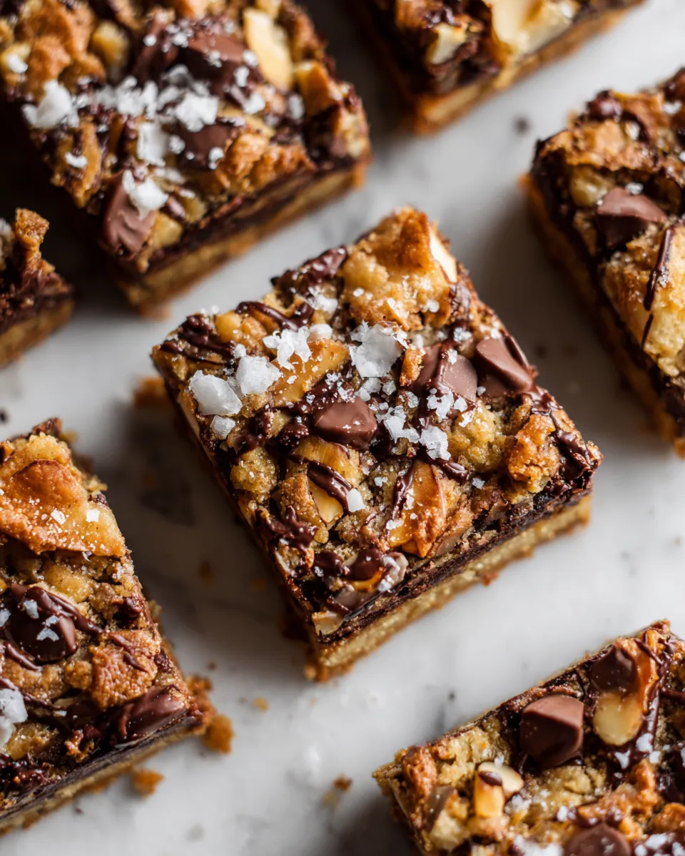 Delicious Almond Roca cookie bars with toffee, chocolate, and almonds, perfect holiday dessert in 30 minutes.