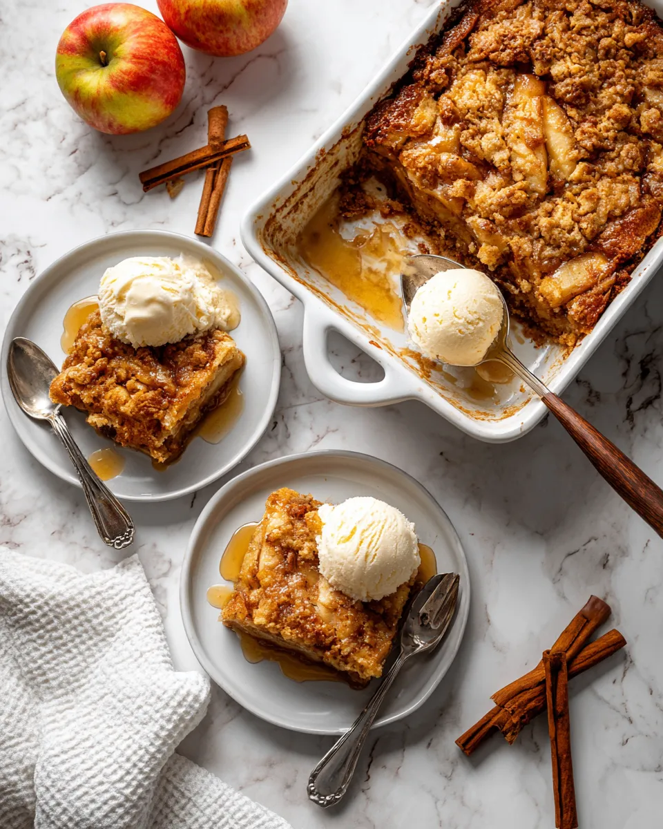 Delicious Apple Dump Cake made with apple pie filling and cake mix, perfect for fall desserts and family gatherings.