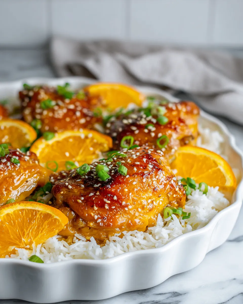 Baked orange chicken with citrus glaze and sesame garnish, an easy recipe for comfort food lovers.