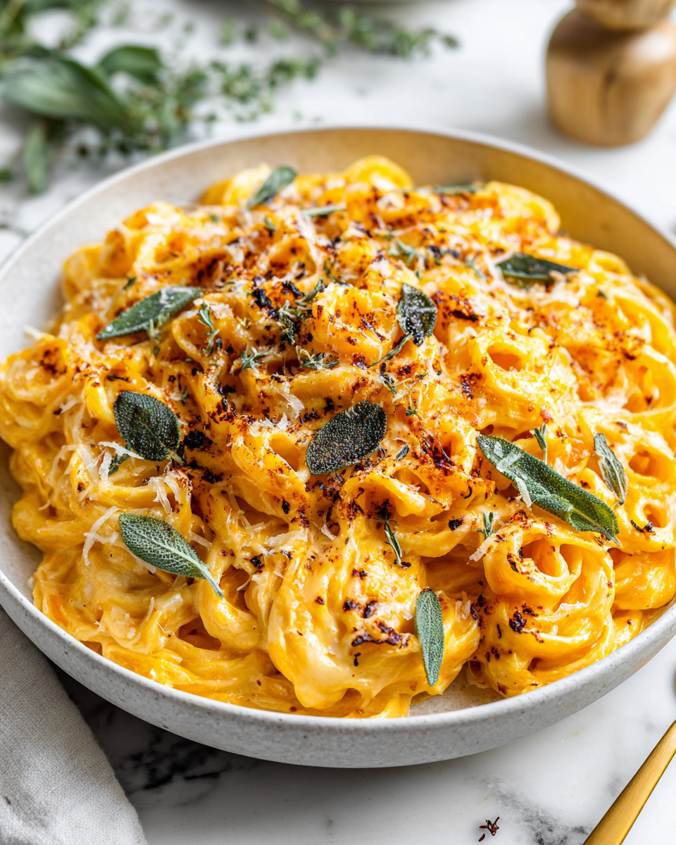 Creamy Cheesy Butternut Squash Pasta for holiday gatherings
