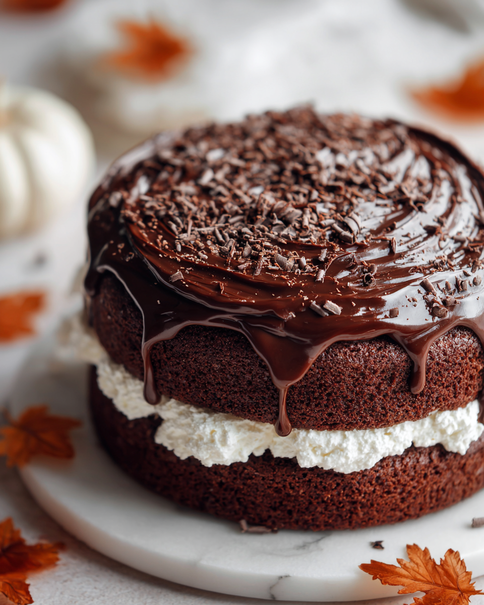 Delicious Chocolate Whoopie Pie Cake, rich and creamy, ideal for holiday desserts.