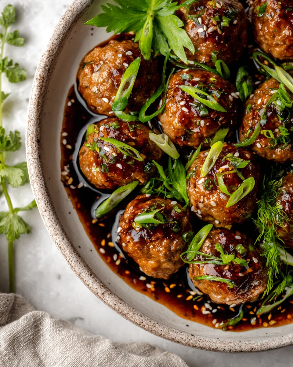 Delicious Easy Teriyaki Meatballs glazed in homemade sauce