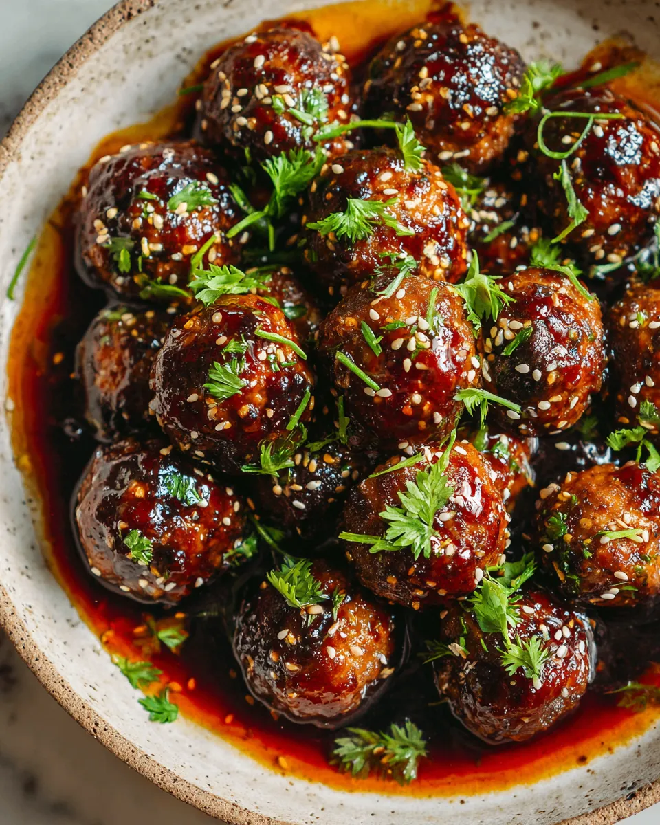 Delicious Easy Teriyaki Meatballs glazed in homemade sauce