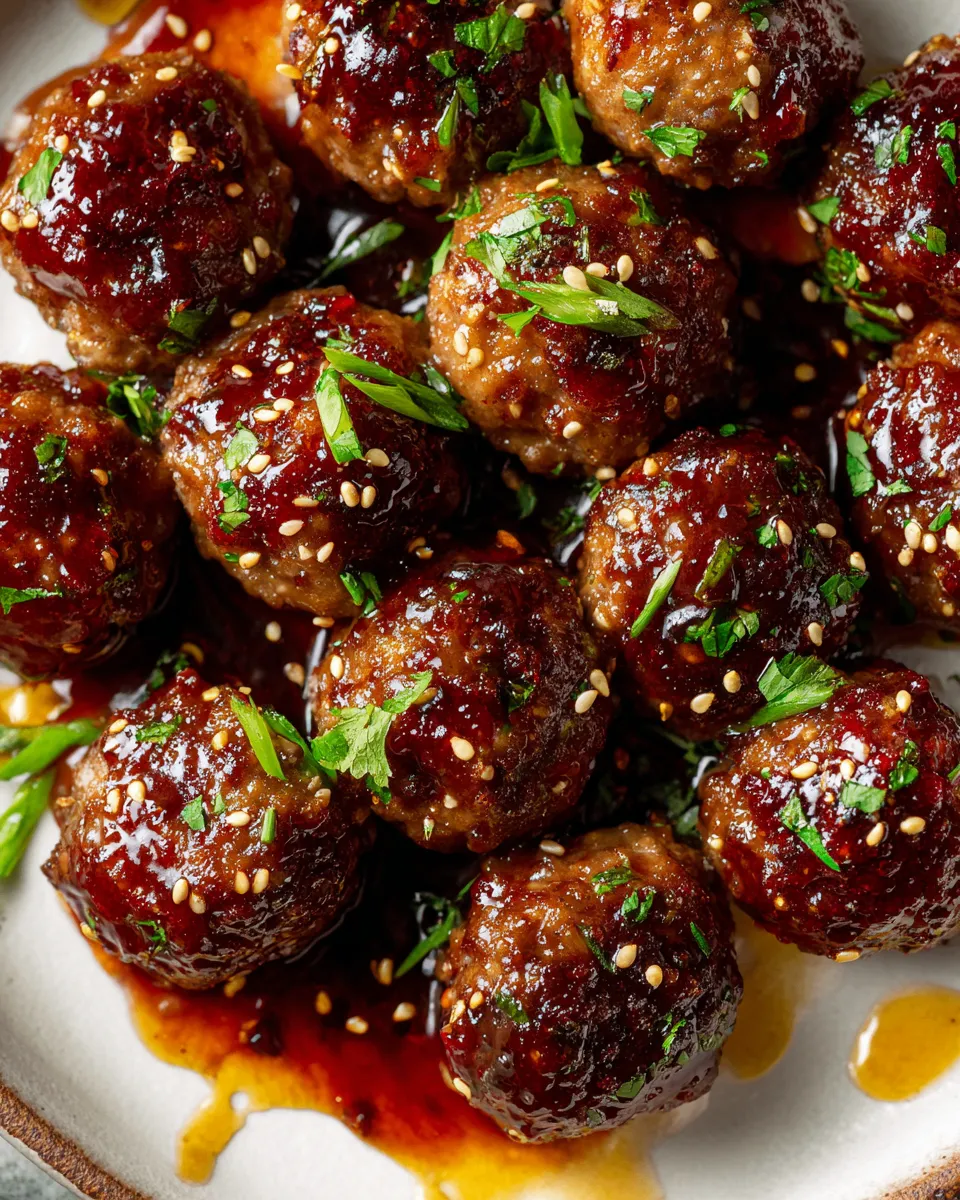Delicious Easy Teriyaki Meatballs glazed in homemade sauce