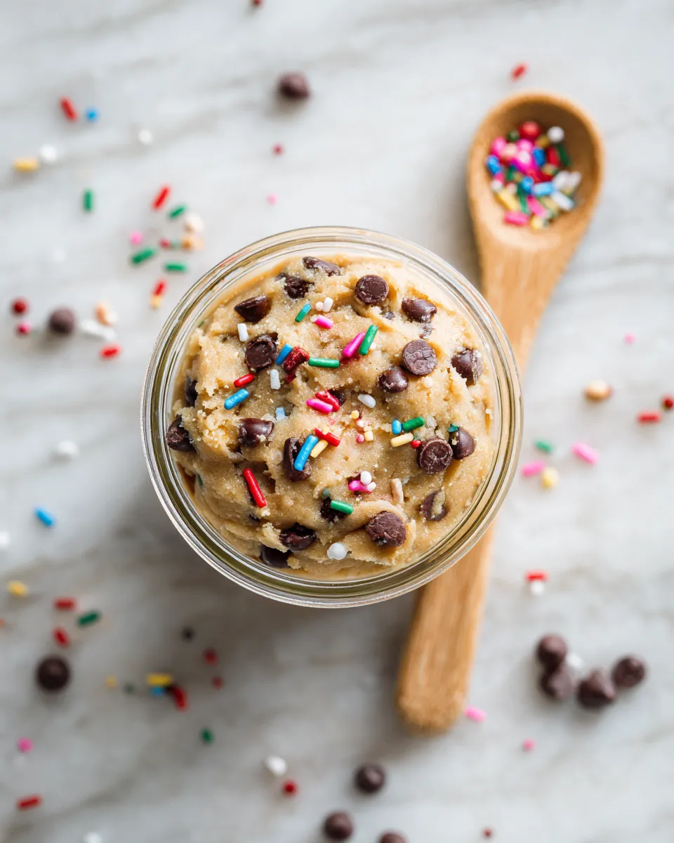 Delicious edible cookie dough recipe perfect for holiday treats, safe to eat, quick and easy to prepare, no-bake dessert for festive gatherings.