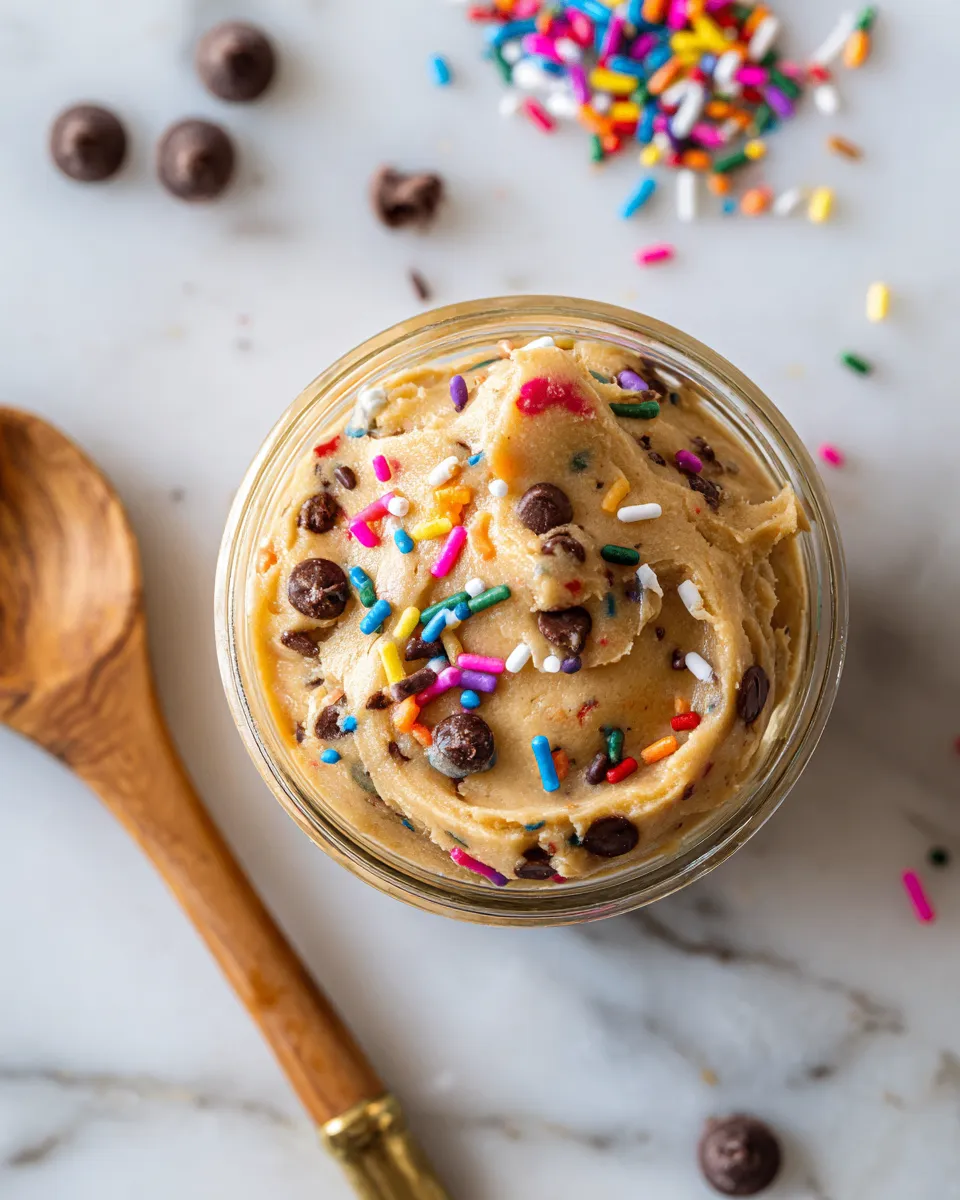 Delicious edible cookie dough recipe perfect for holiday treats, safe to eat, quick and easy to prepare, no-bake dessert for festive gatherings.