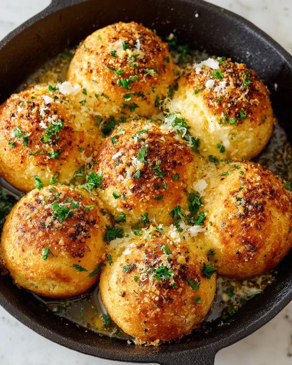 Garlic Parmesan Cheese Bombs ready to bake, fluffy and cheesy bites garnished with parsley, perfect appetizer for holiday gatherings.