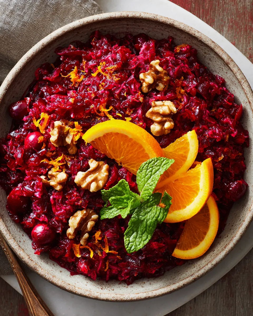Vibrant homemade cranberry relish with fresh cranberries and orange zest, perfect for holiday feasts, easy to make, complements desserts, and side dishes.