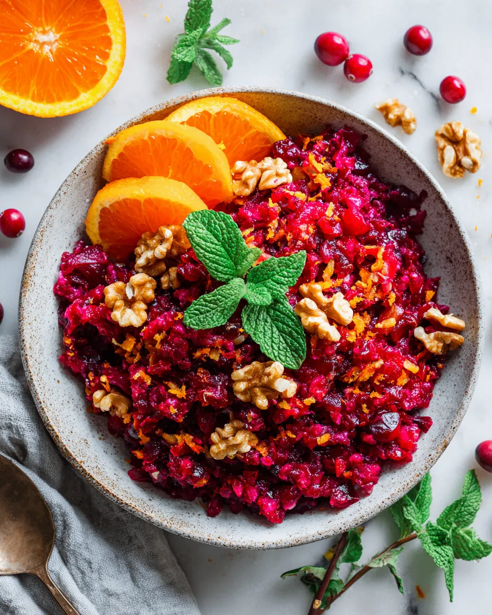 Vibrant homemade cranberry relish with fresh cranberries and orange zest, perfect for holiday feasts, easy to make, complements desserts, and side dishes.