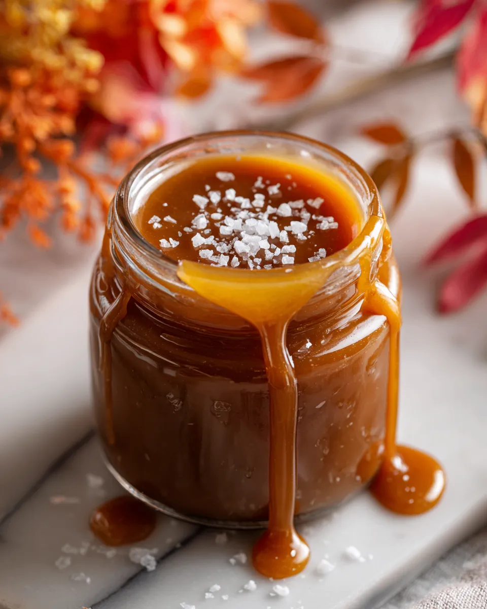 A delicious homemade salted caramel sauce perfect for drizzling over desserts, enhancing flavors, and holiday gifting.