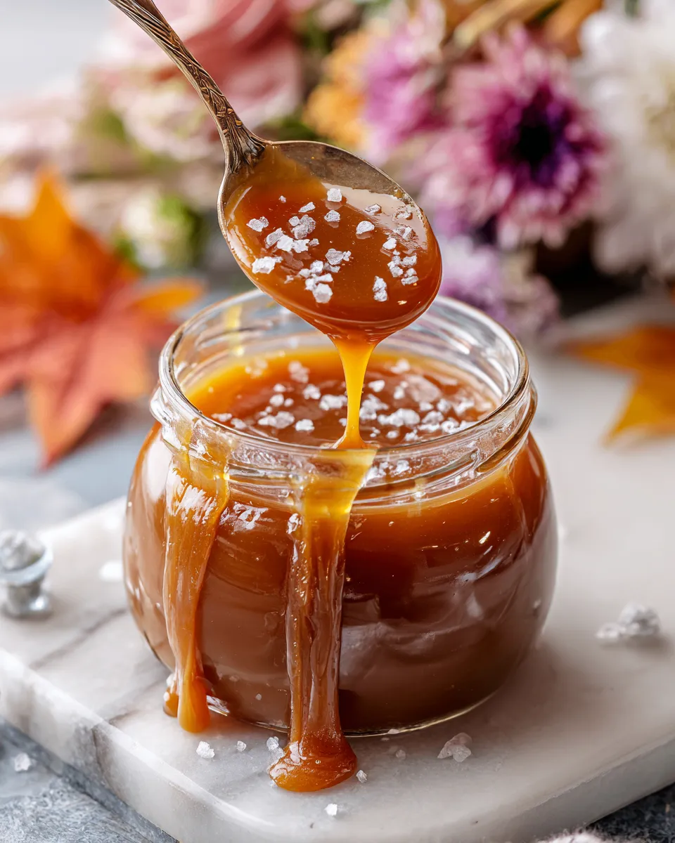 A delicious homemade salted caramel sauce perfect for drizzling over desserts, enhancing flavors, and holiday gifting.