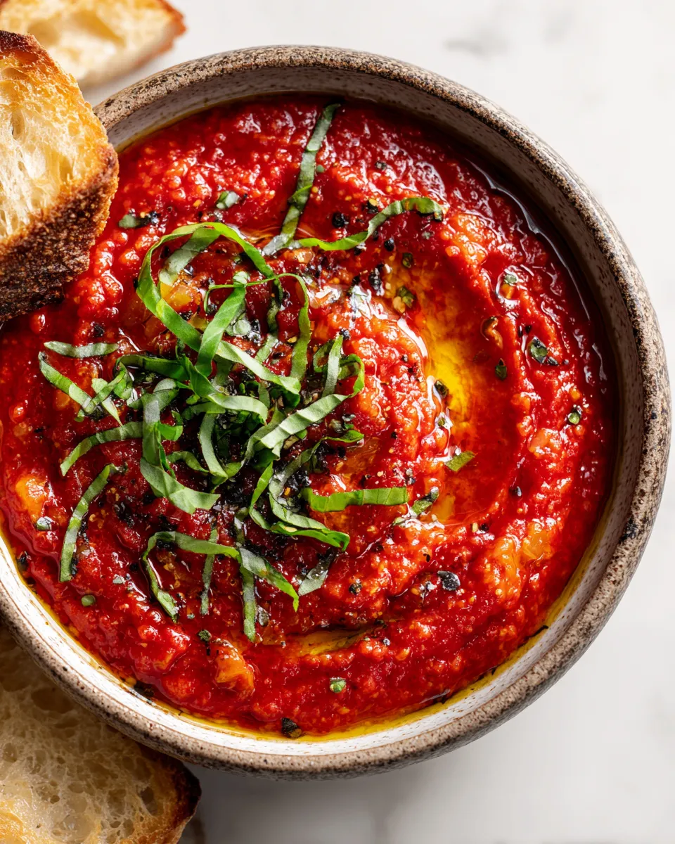 Homemade tomato sauce simmering in a pot, enriched with fresh herbs and aromatic garlic, perfect for enhancing pastas and holiday dishes.