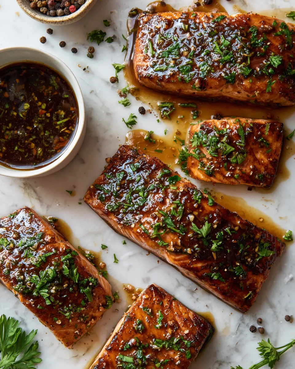 Honey balsamic glazed salmon baked to perfection, a delicious and healthy holiday dish rich in omega-3s, sweet and tangy flavors.