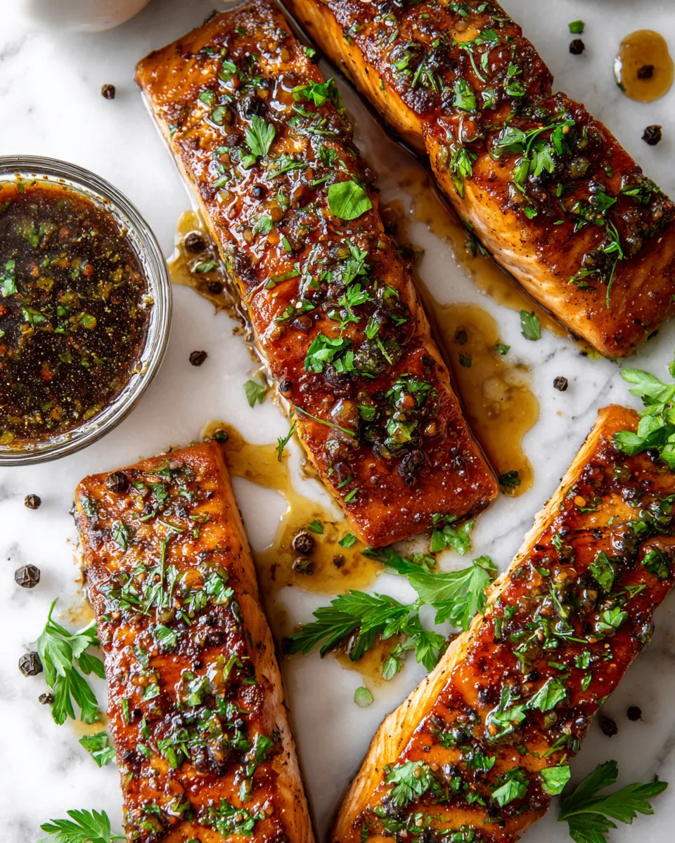 Honey balsamic glazed salmon baked to perfection, a delicious and healthy holiday dish rich in omega-3s, sweet and tangy flavors.