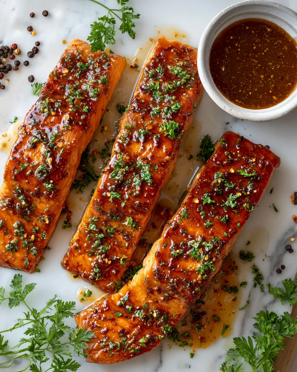 Honey balsamic glazed salmon baked to perfection, a delicious and healthy holiday dish rich in omega-3s, sweet and tangy flavors.