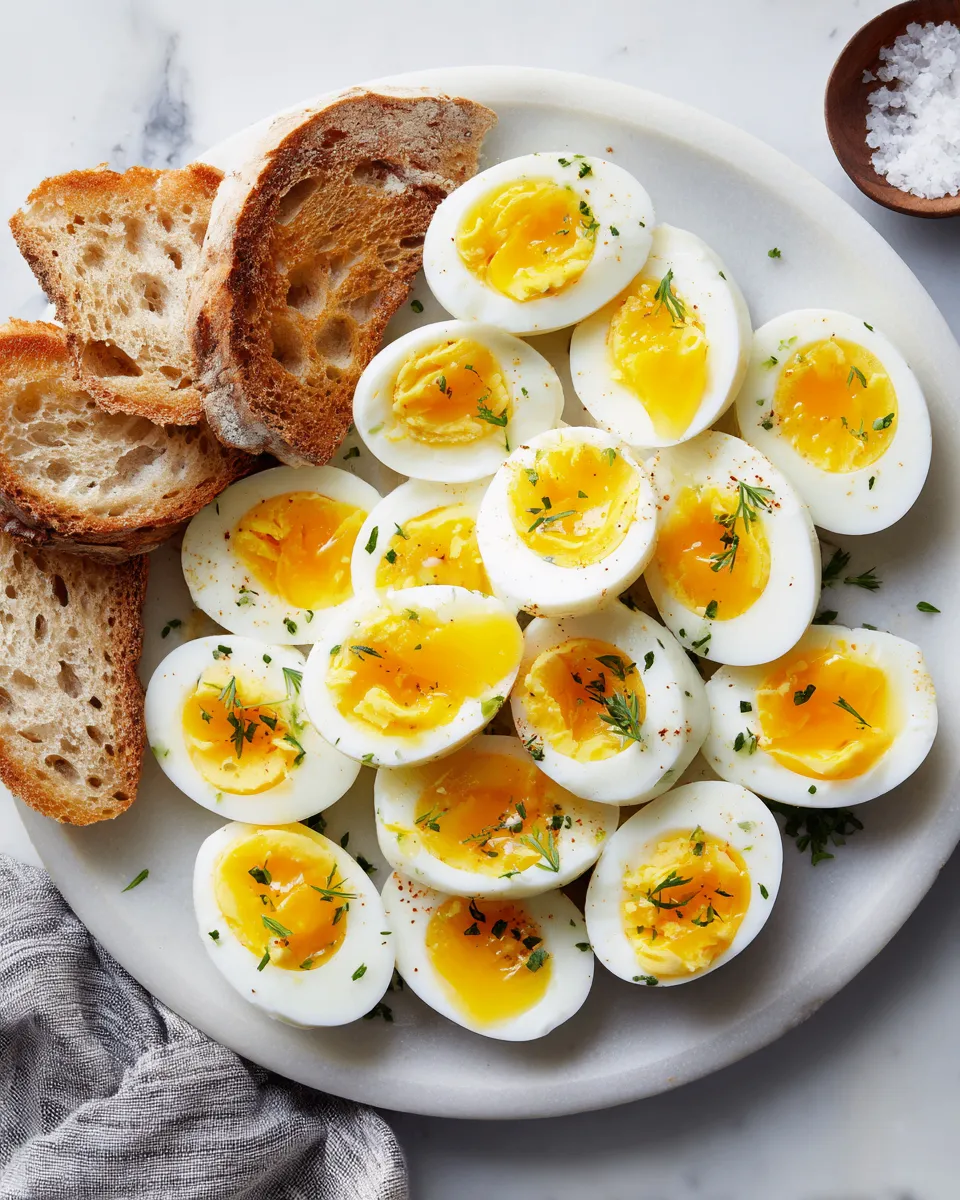 Instant Pot hard-boiled eggs, perfectly cooked with tender whites and creamy yolks, ready for snacks or salads.