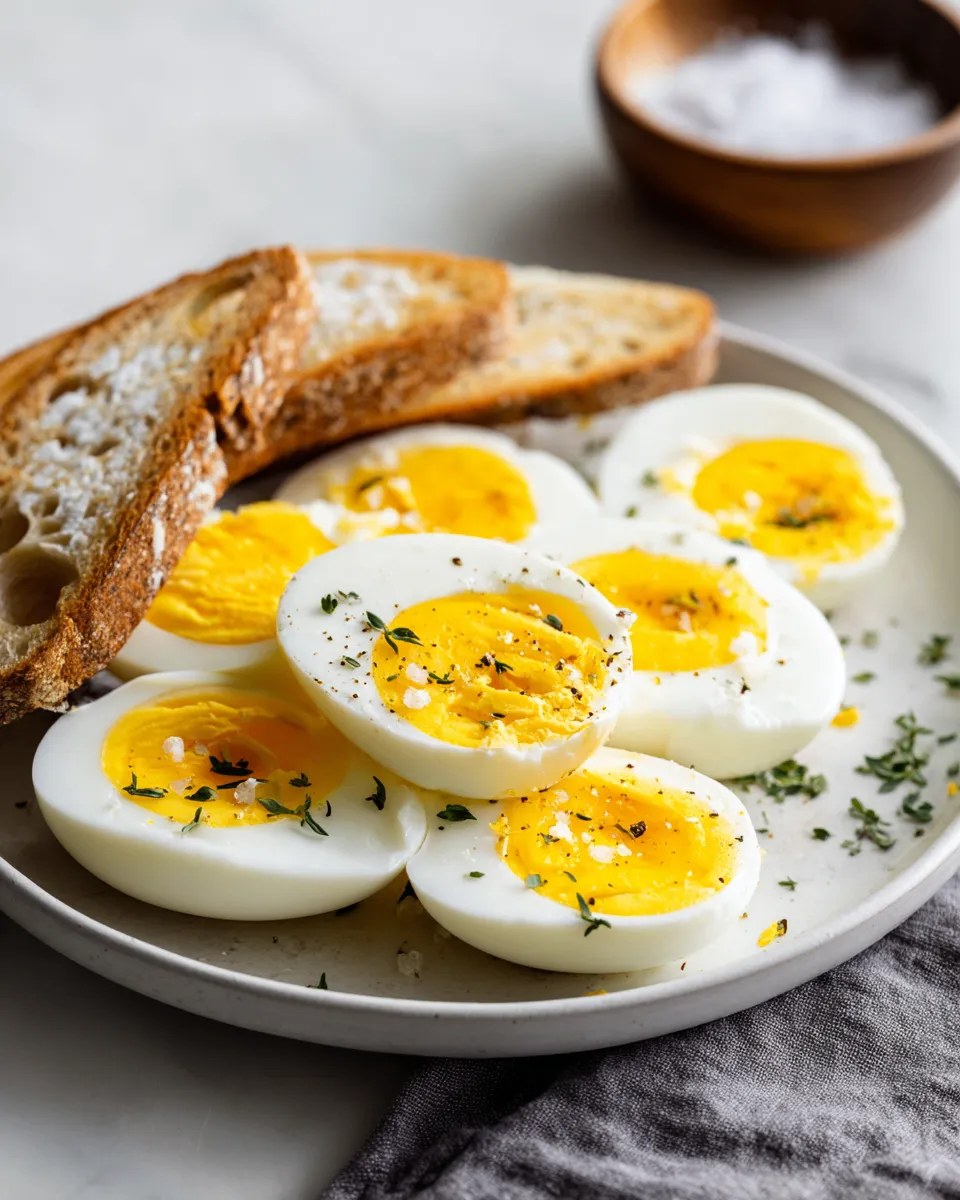 Instant Pot hard-boiled eggs, perfectly cooked with tender whites and creamy yolks, ready for snacks or salads.