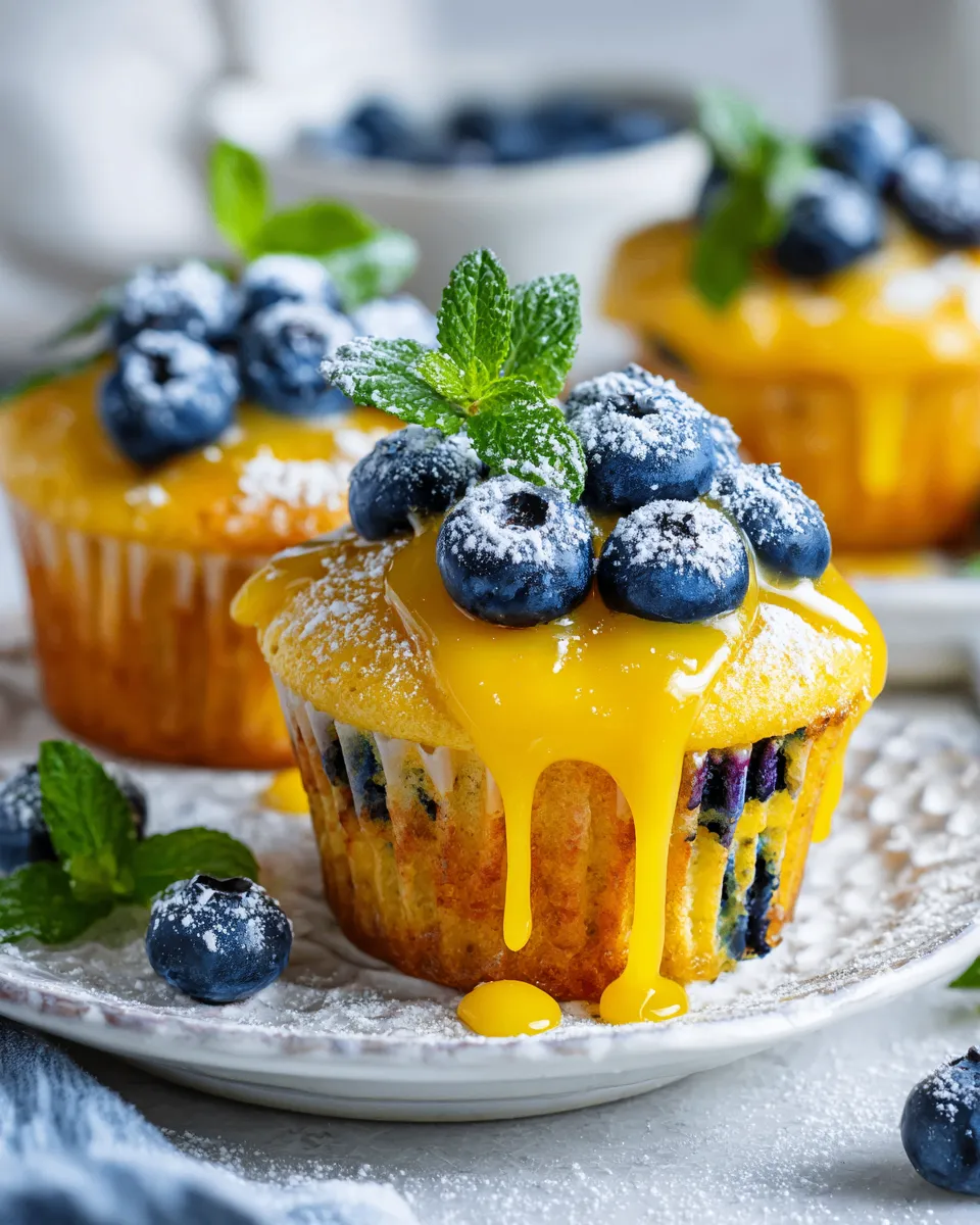 Lemon blueberry cupcakes with glaze, bright citrus dessert recipe, perfect for gatherings
