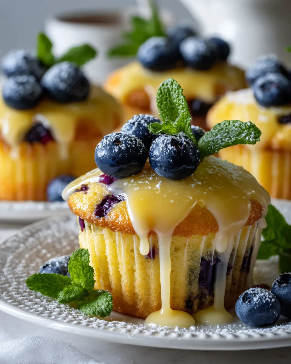 Lemon blueberry cupcakes with glaze, bright citrus dessert recipe, perfect for gatherings