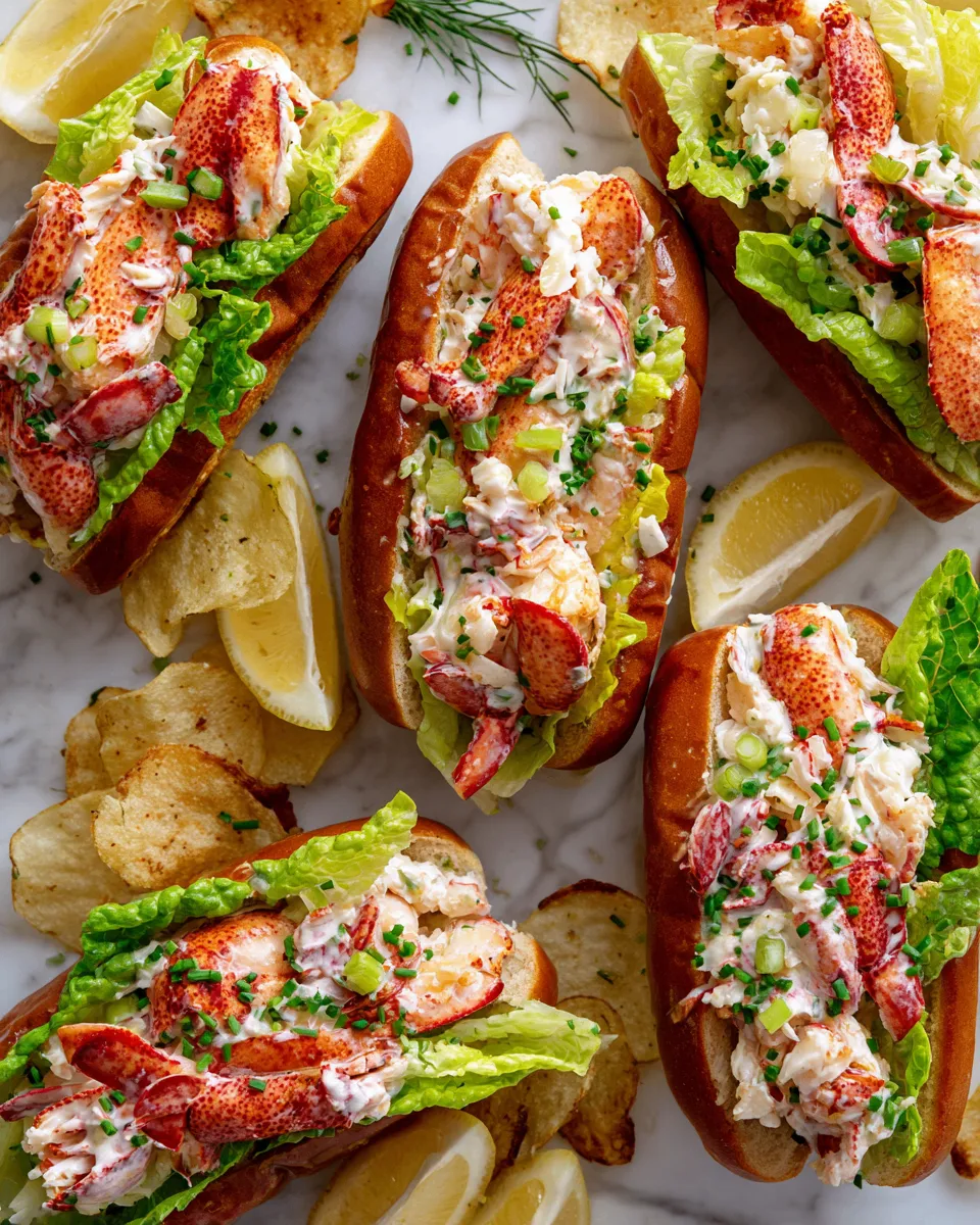 Delicious luxurious lobster rolls made with fresh lobster meat, toasted buns, and flavorful seasoning, perfect for special occasions.