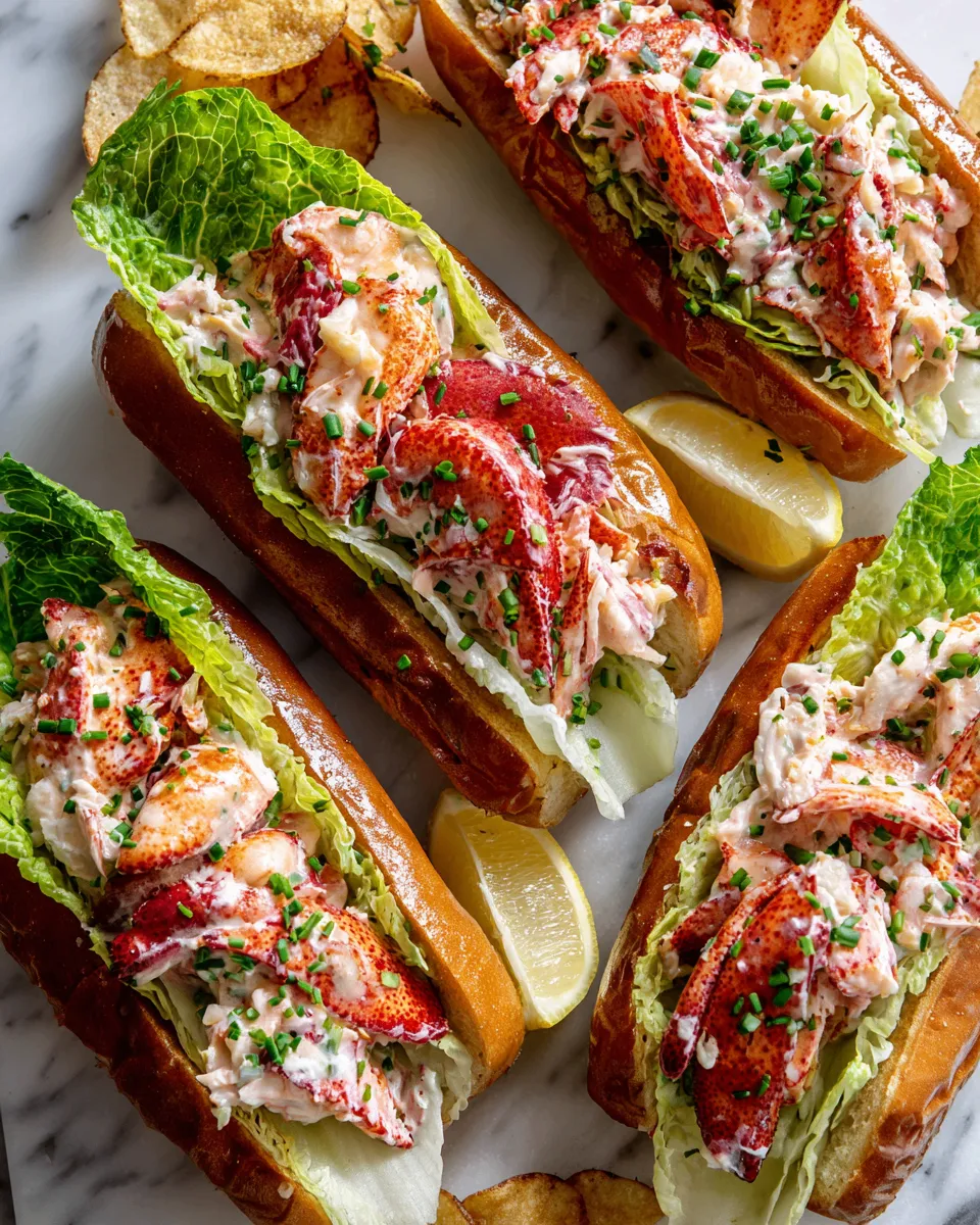 Delicious luxurious lobster rolls made with fresh lobster meat, toasted buns, and flavorful seasoning, perfect for special occasions.