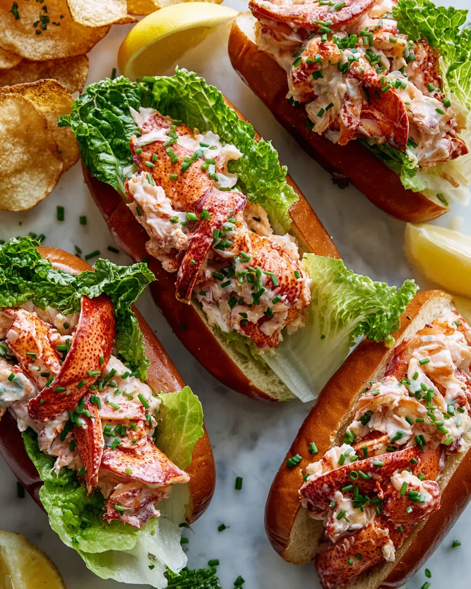 Delicious luxurious lobster rolls made with fresh lobster meat, toasted buns, and flavorful seasoning, perfect for special occasions.