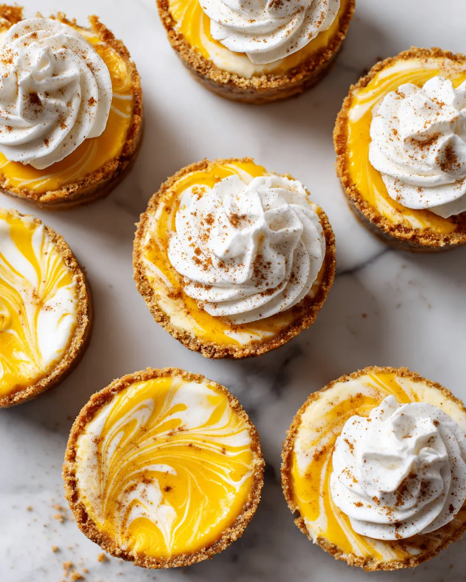 Mini pumpkin swirl cheesecakes - decadent, spiced treat perfect for fall gatherings