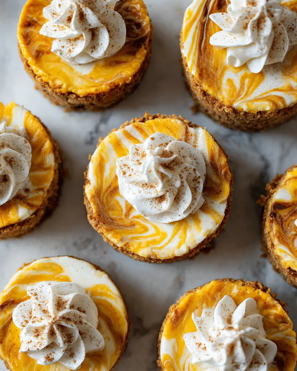 Mini pumpkin swirl cheesecakes - decadent, spiced treat perfect for fall gatherings