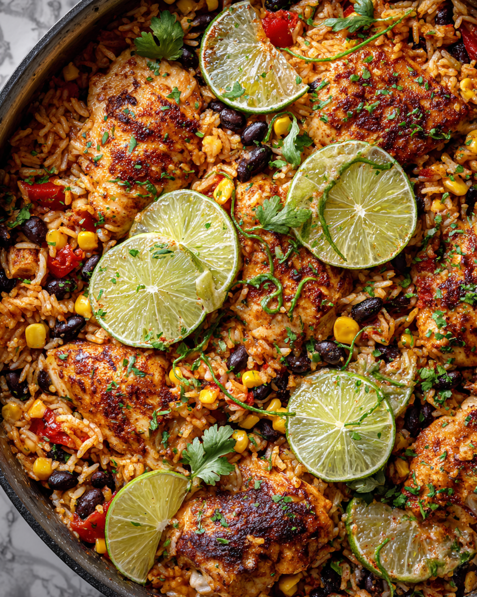 One-Pan Chili Lime Chicken & Rice with vibrant colors and fresh ingredients, ideal for weeknight dinners and meal prep.
