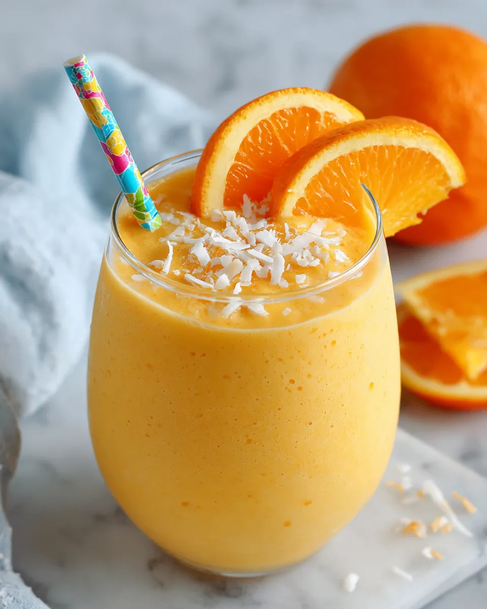 Refreshing Orange Creamsicle Smoothie with Greek yogurt and fresh oranges, perfect for any time of the year