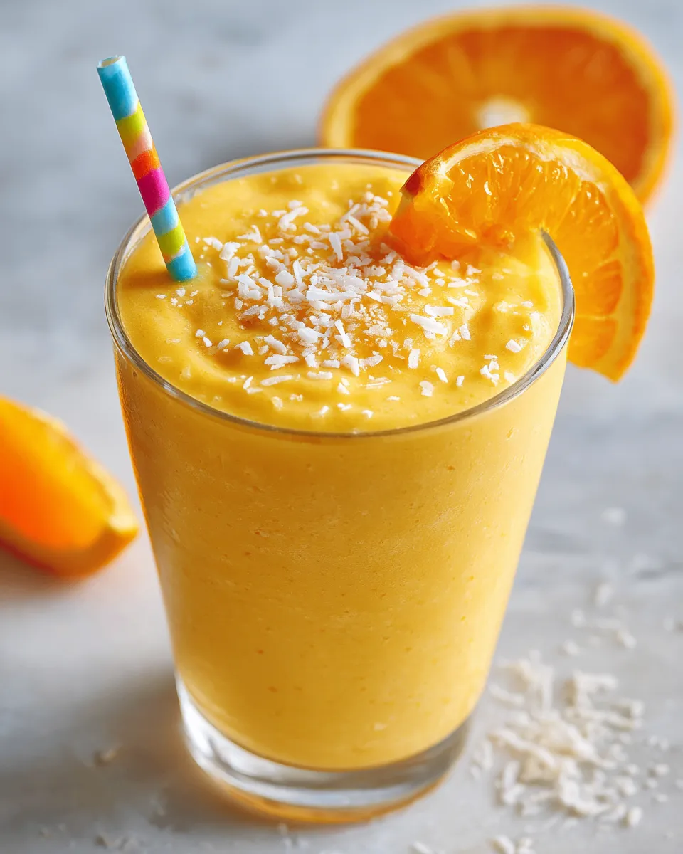 Refreshing Orange Creamsicle Smoothie with Greek yogurt and fresh oranges, perfect for any time of the year