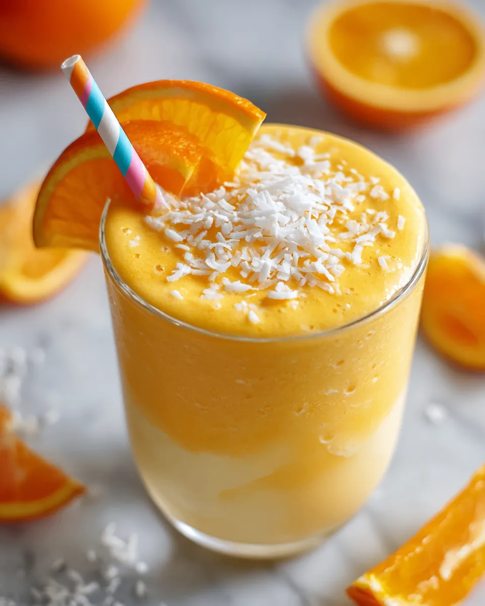 Refreshing Orange Creamsicle Smoothie with Greek yogurt and fresh oranges, perfect for any time of the year