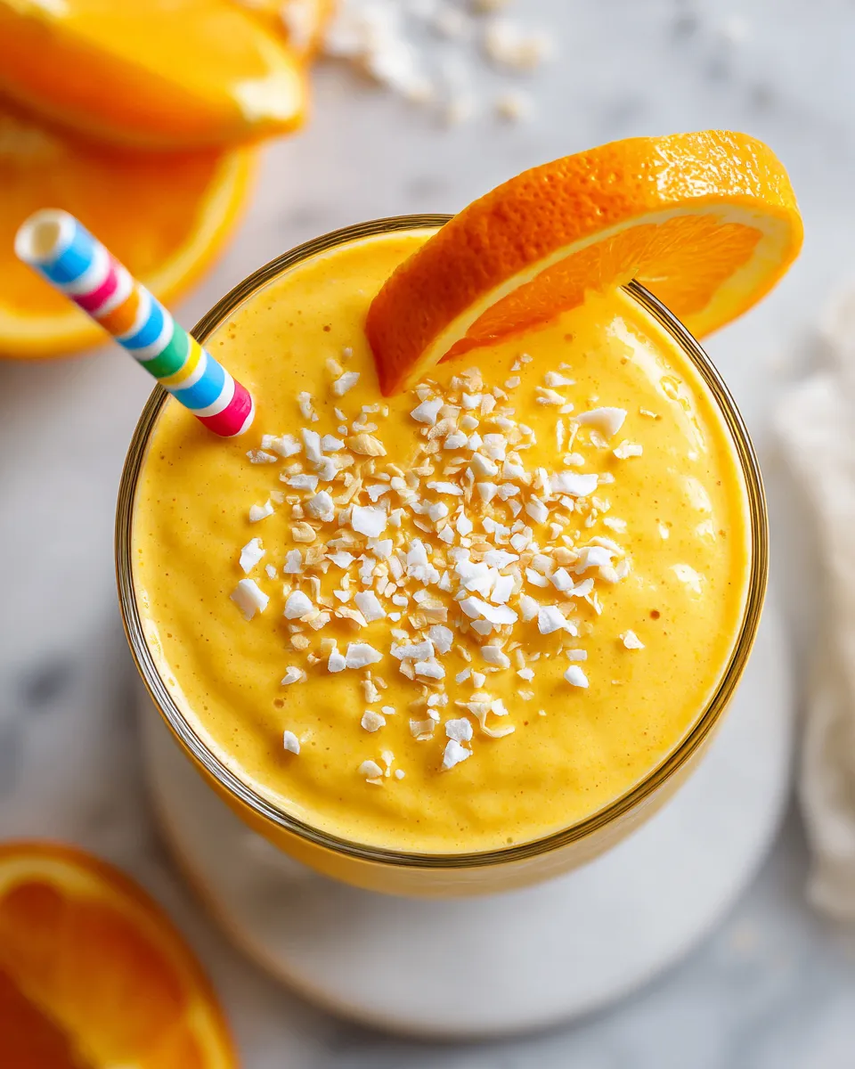 Refreshing Orange Creamsicle Smoothie with Greek yogurt and fresh oranges, perfect for any time of the year