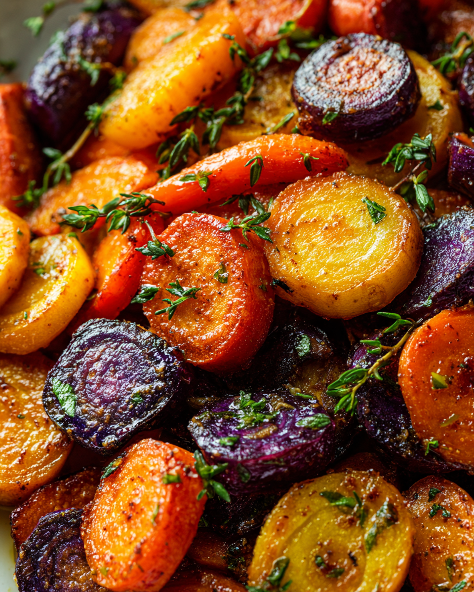 Sautéed rainbow carrots with brown butter and garlic, a vibrant and flavorful holiday side dish, ready in 30 minutes.