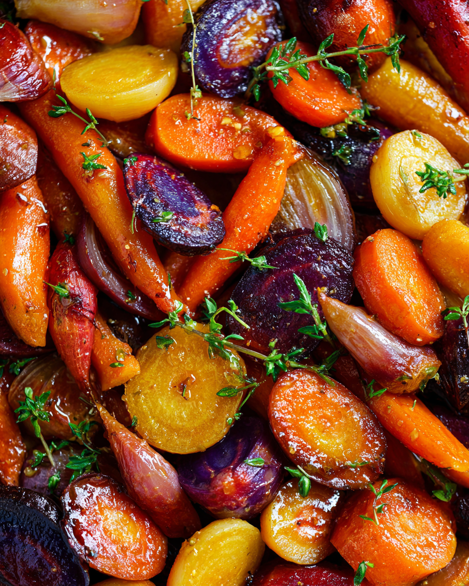 Sautéed rainbow carrots with brown butter and garlic, a vibrant and flavorful holiday side dish, ready in 30 minutes.
