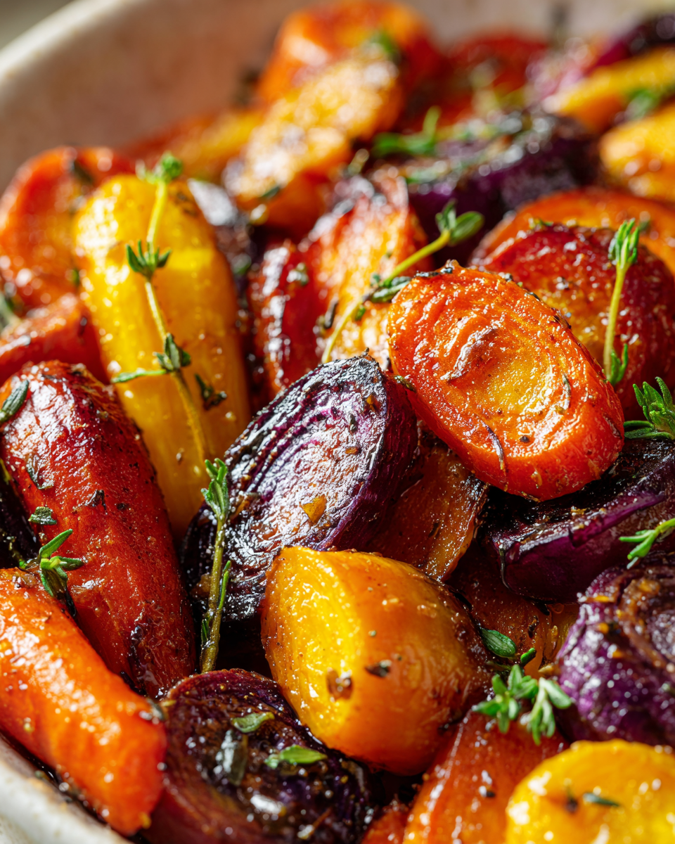 Sautéed rainbow carrots with brown butter and garlic, a vibrant and flavorful holiday side dish, ready in 30 minutes.