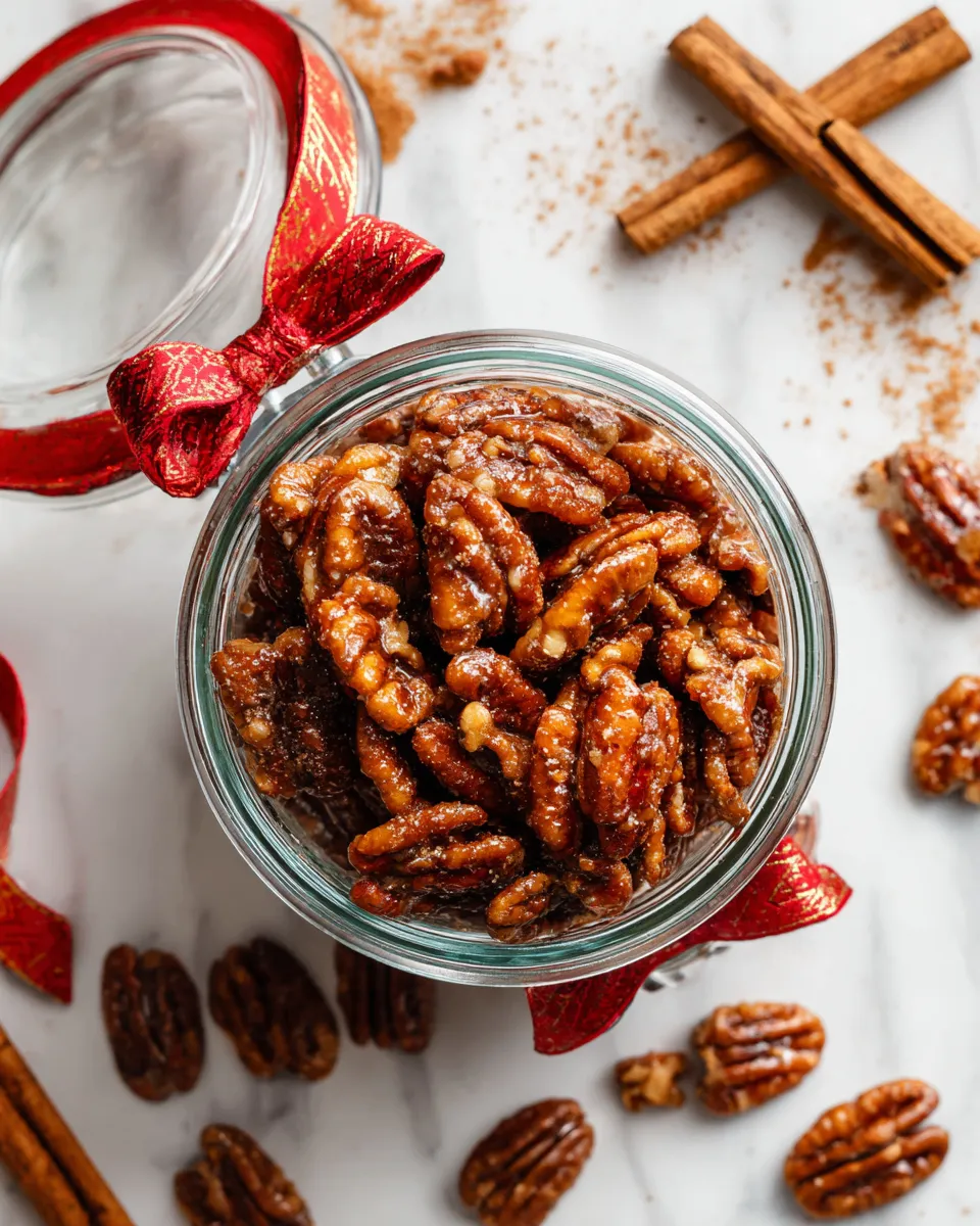 Delicious slow cooker cinnamon pecans, perfect for holiday snacking and gifting, capturing the essence of cozy autumn flavors with sweet and savory crunch.
