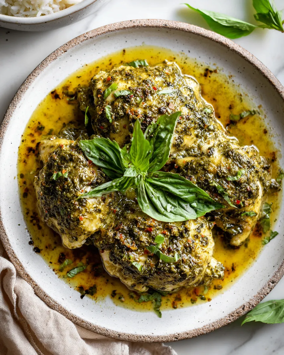 Delicious slow cooker pesto ranch chicken dish, perfect for family dinners and gatherings, featuring tender chicken, rich pesto, and ranch seasoning.